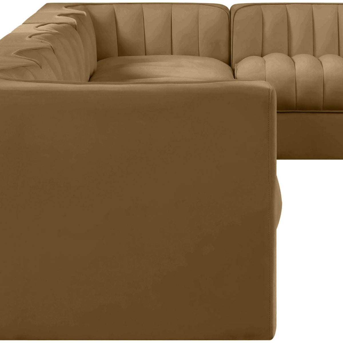 Rummi - Velvet Performance Fabric Upholstered 7 Piece Modular Sectional, L-Shaped (Right)
