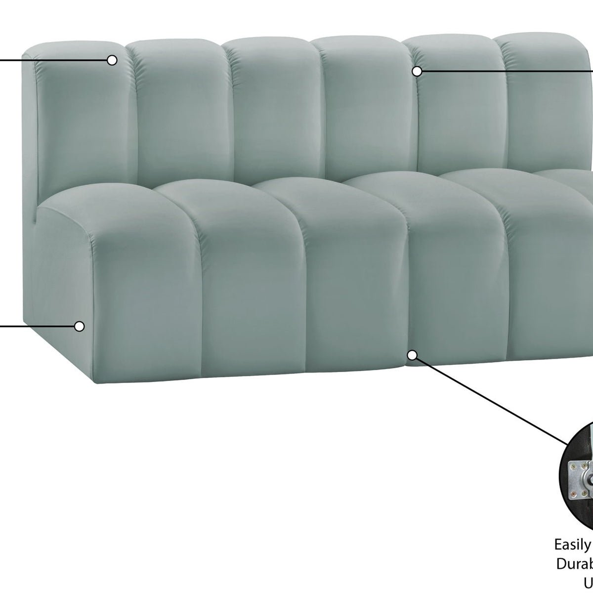 Arc - Faux Leather 2 Seats Modular Sofa