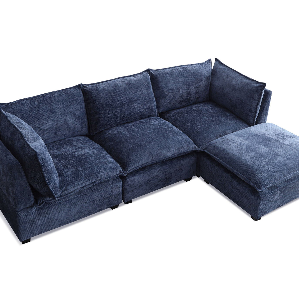Modern Sectional L-Shape Sofa With Convertible Ottoman For Living Room