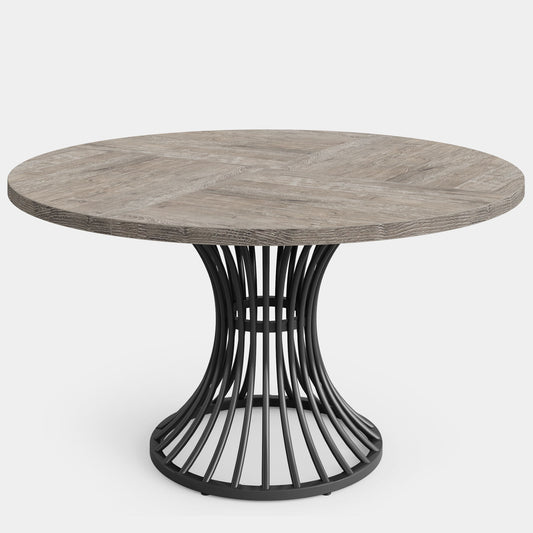Round Dining Table For 4 - 6, (Table Only) - Gray / Black