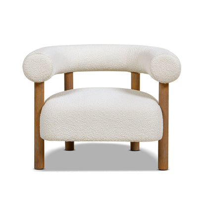 Fuji - Mid Century Modern Barrel Accent Arm Chair - Ivory White