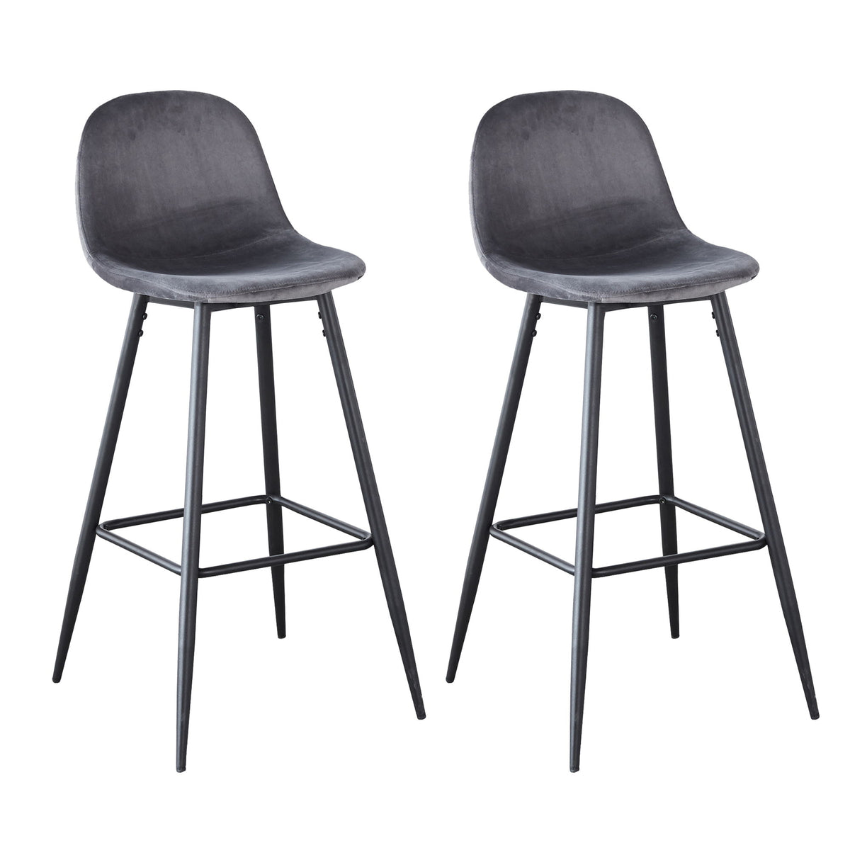 Velvet Barstool With Back (Set of 2)