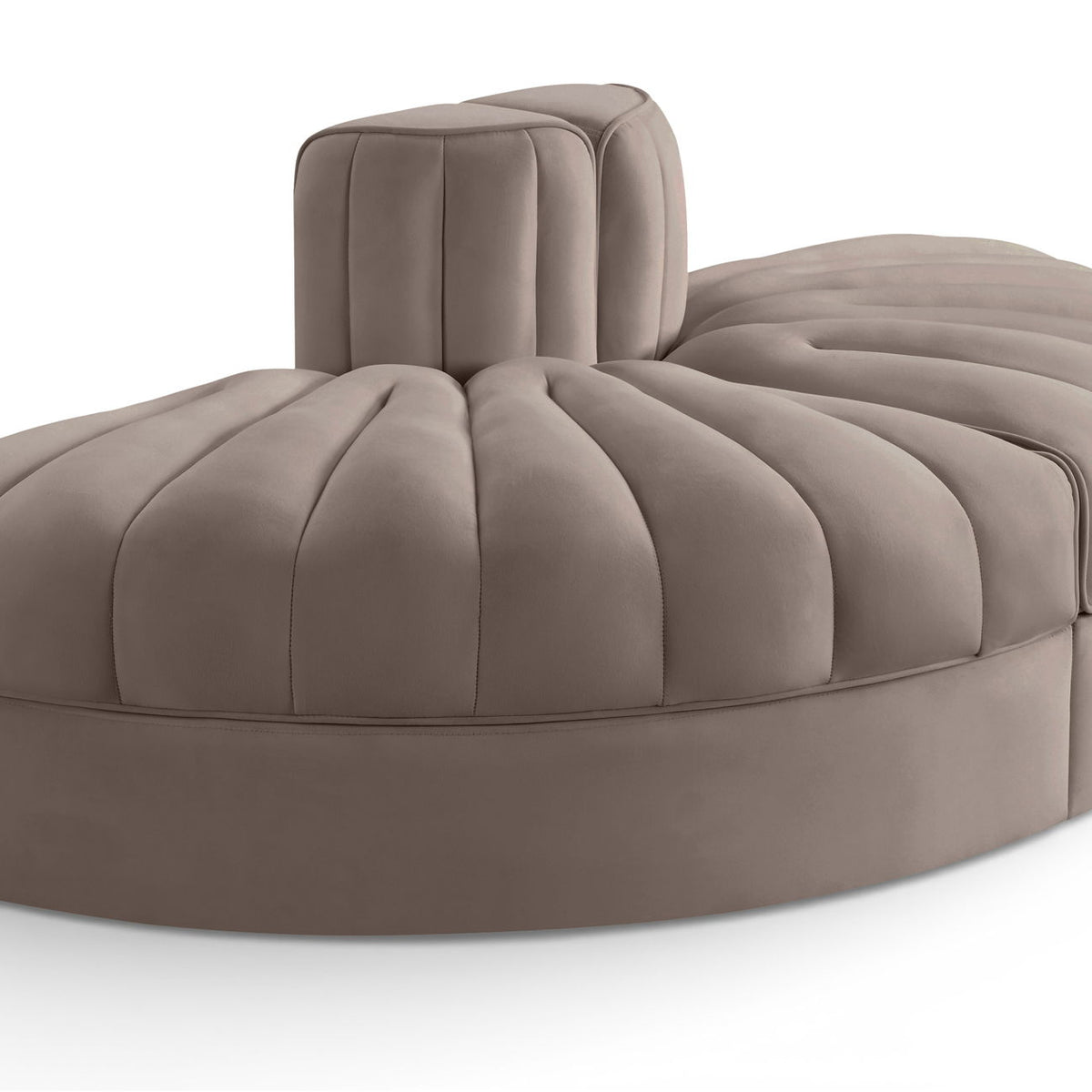 Rummi - Velvet Performance Fabric Upholstered 2 Piece  Rounded Modular Loveseat
