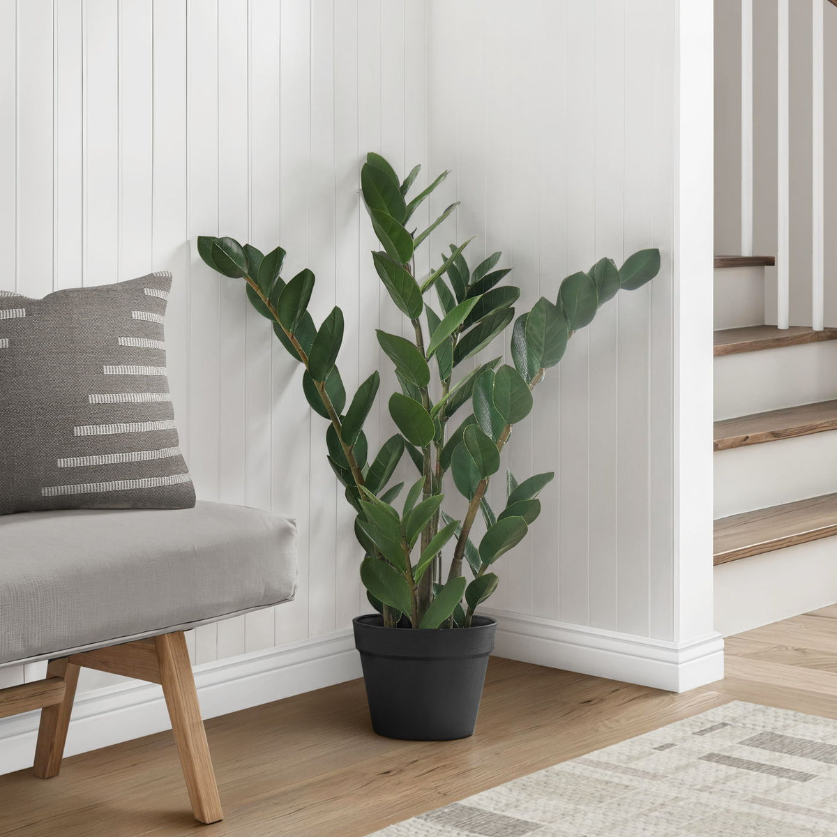 29" Tall, Artificial Plant, Zz Tree, Indoor, Faux, Fake, Floor, Greenery, Potted, Real Touch, Decorative - Green / Black