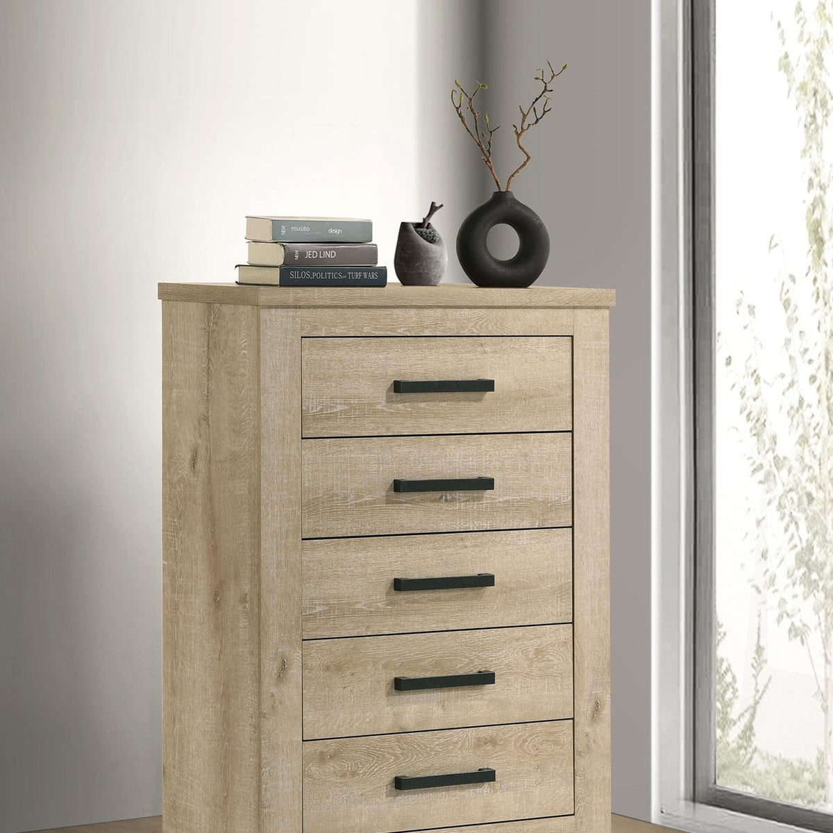 Oakglen 5-drawer Bedroom Chest of Drawers Weathered Oak