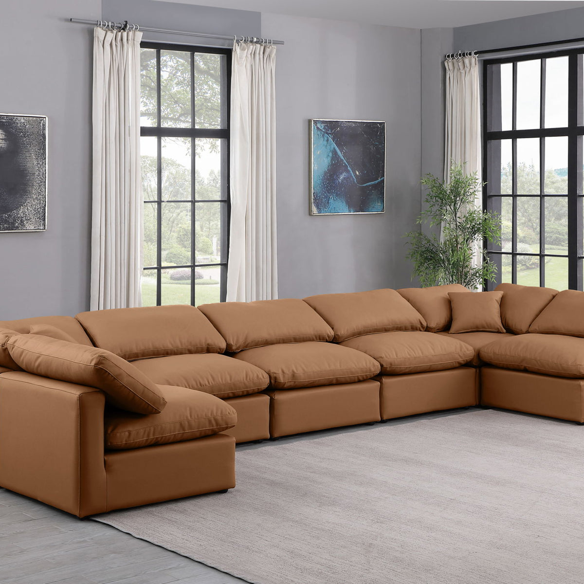 Indulge - Faux Leather 7 Piece Modular U-Shaped Sectional