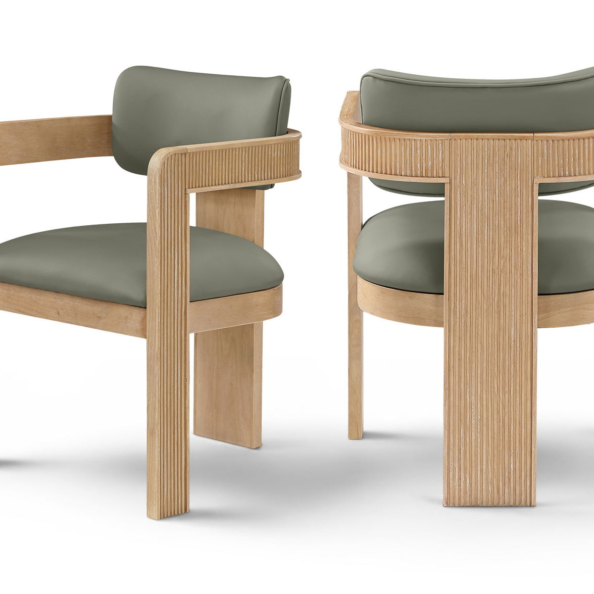 Sacha - Vegan Leather Upholstered Dining Chair With Natural Base (Set of 2)