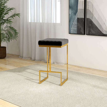 Joel - Mid-Century Modern Luxury Upholstered Stool - Black / Gold