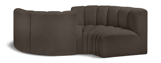 Arc - Boucle Fabric 4 Piece Curved Modular Sofa