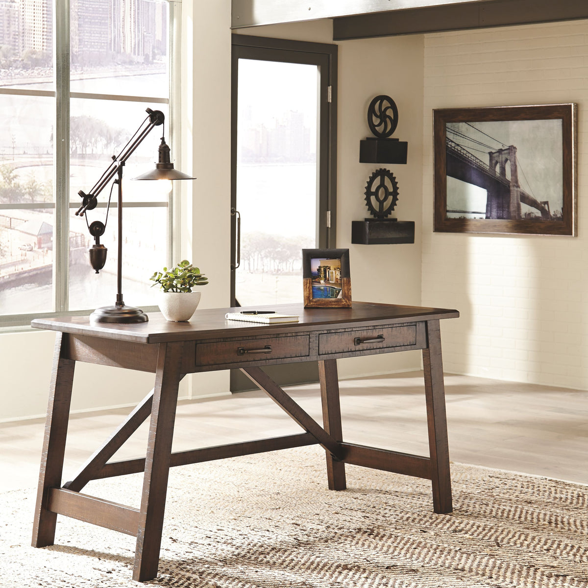 Baldridge - Rustic Brown - Home Office Large Leg Desk