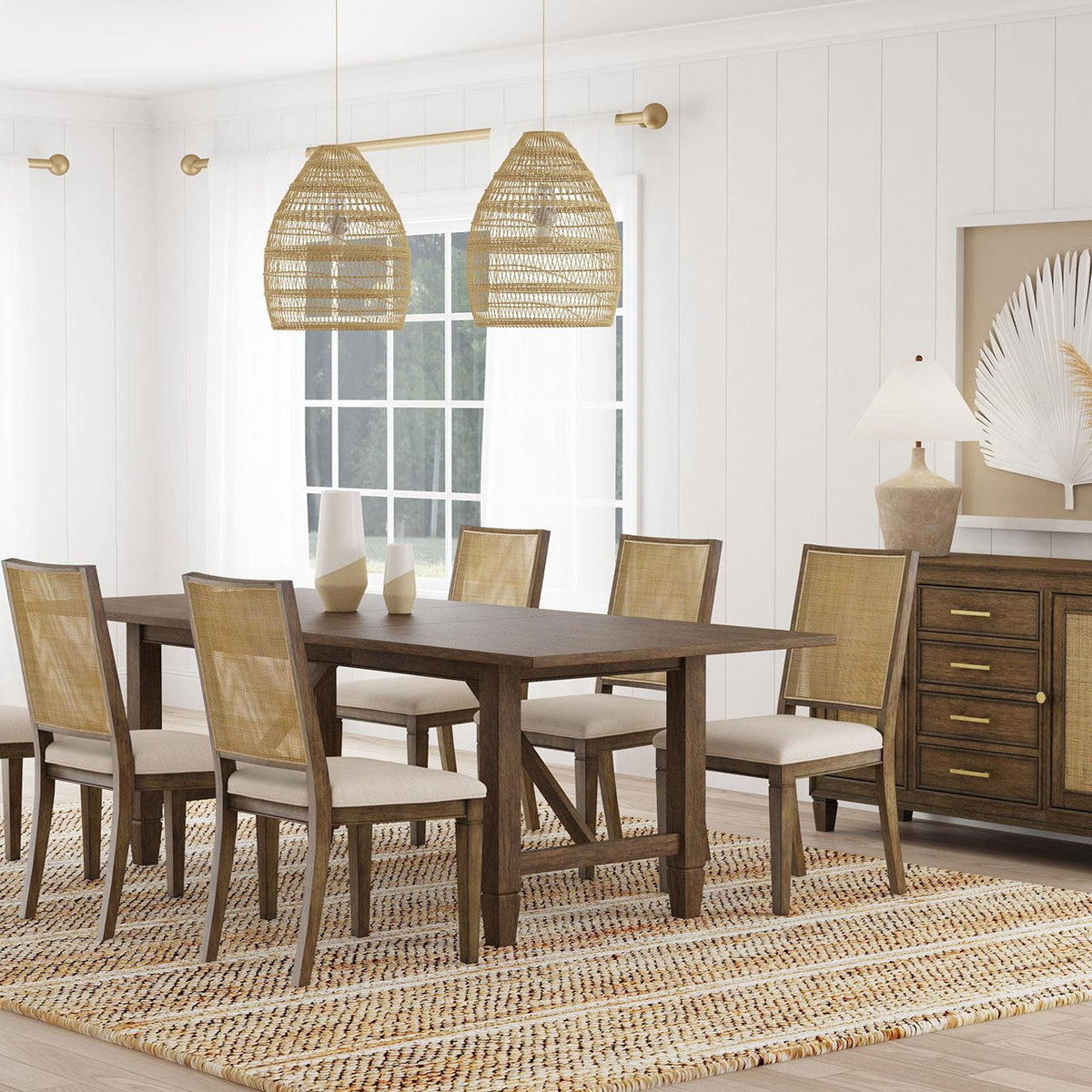 Matisse 7-piece Rectangular Dining Table Set Light Brown