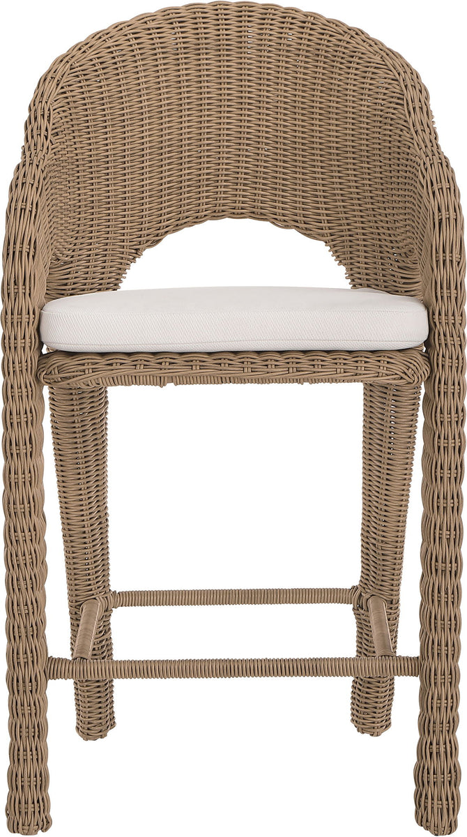 Seacrest - Olefin Water Resistant Fabric And Wicker Outdoor Patio Bar Stool