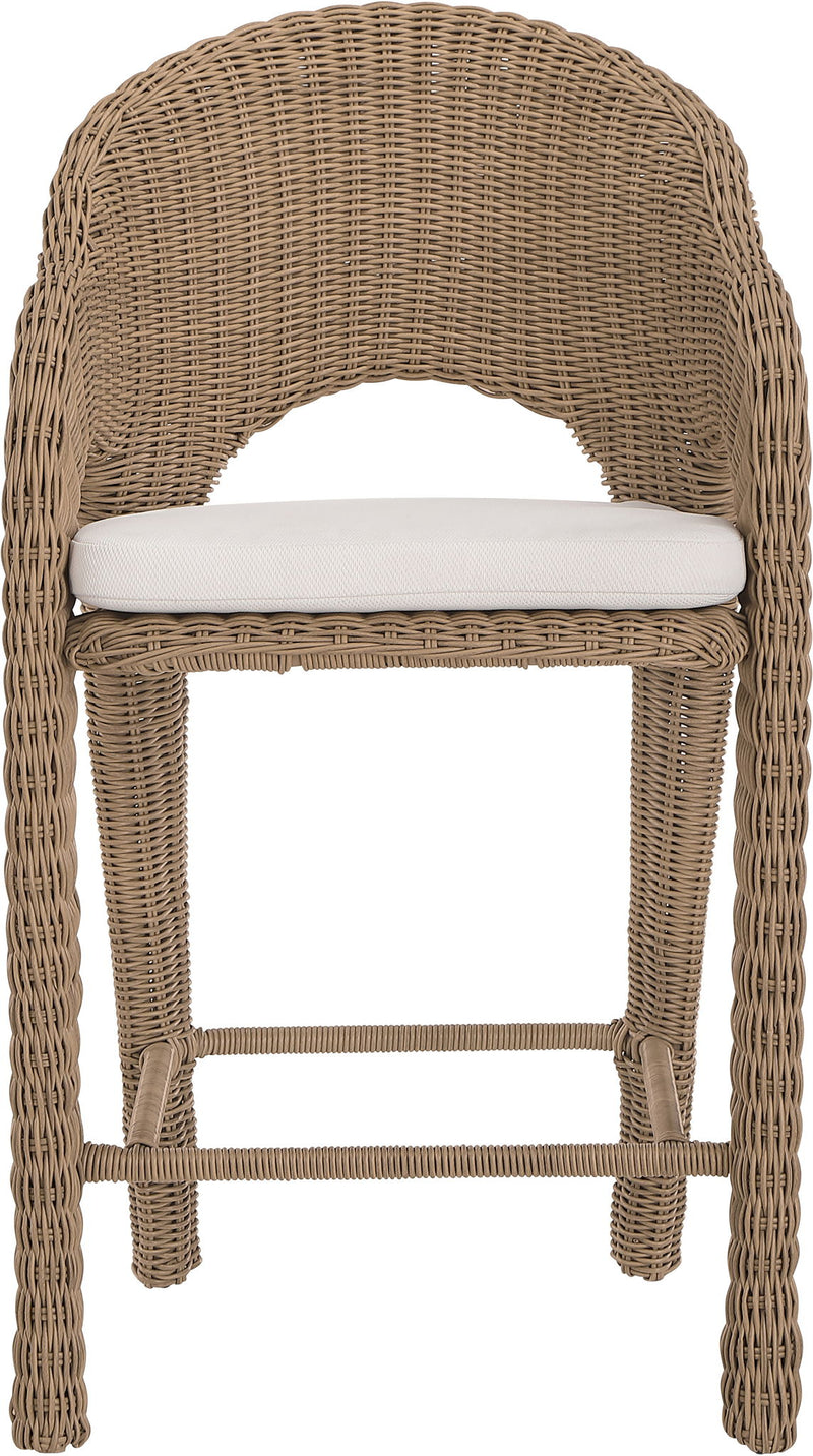 Seacrest - Olefin Water Resistant Fabric And Wicker Outdoor Patio Bar Stool