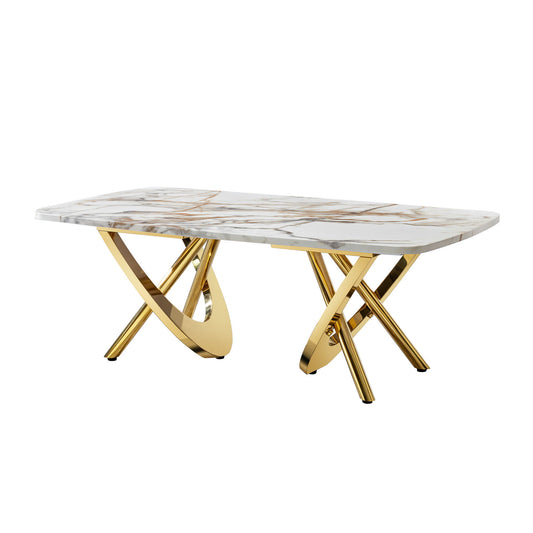 Contemporary Marble Pattern Top Table With Stainless Steel Base