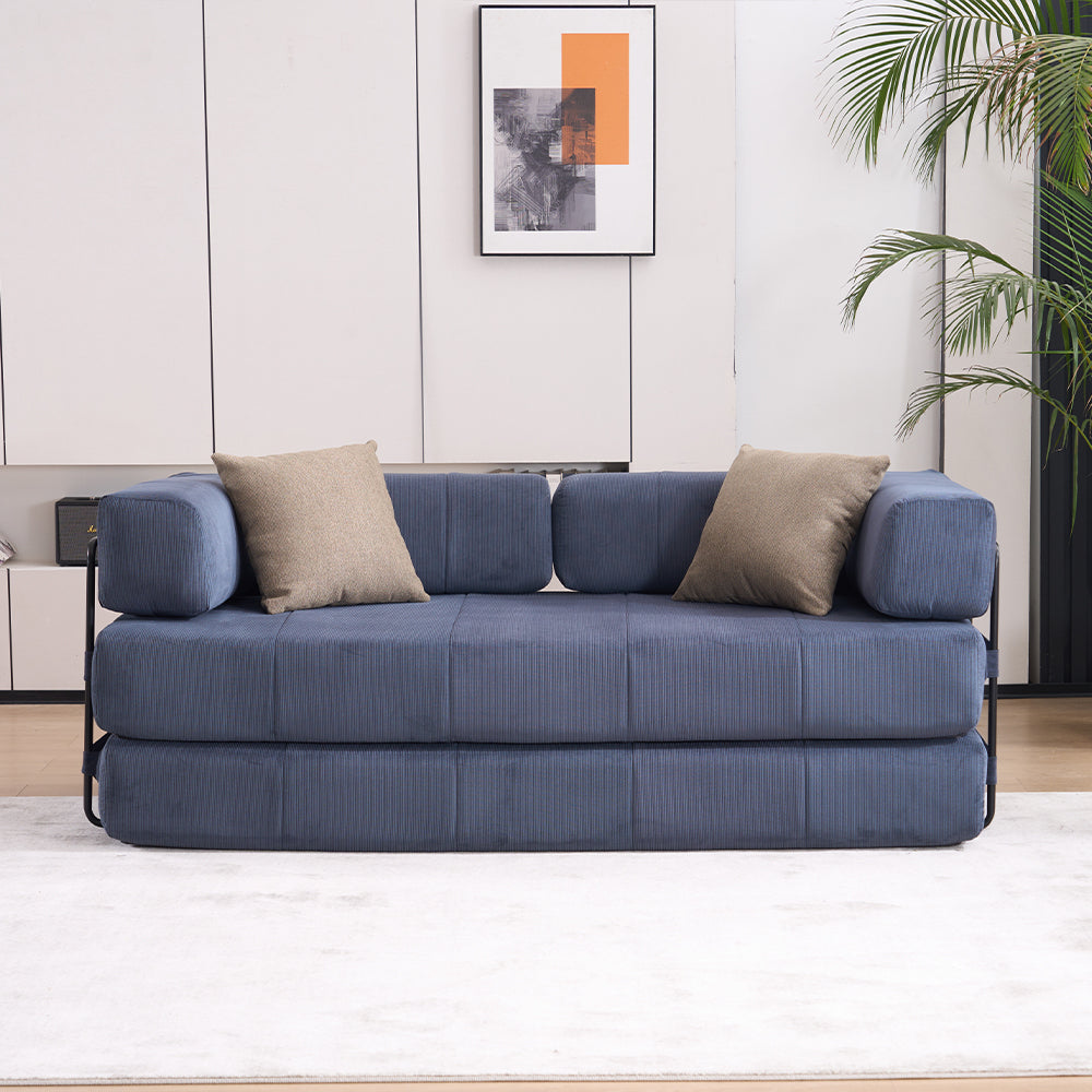 Folding Sofa Bed, 78.5' Convertible Couch Bed with 2 Pillows, Fold Out Couch, Foam Spring Floor Mattress, Futon Couch for Living Room, Office, Apartment