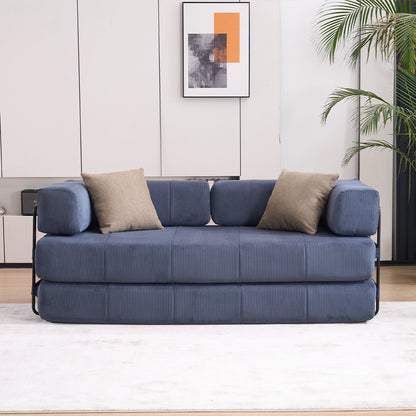 Folding Sofa Bed, 78.5' Convertible Couch Bed with 2 Pillows, Fold Out Couch, Foam Spring Floor Mattress, Futon Couch for Living Room, Office, Apartment