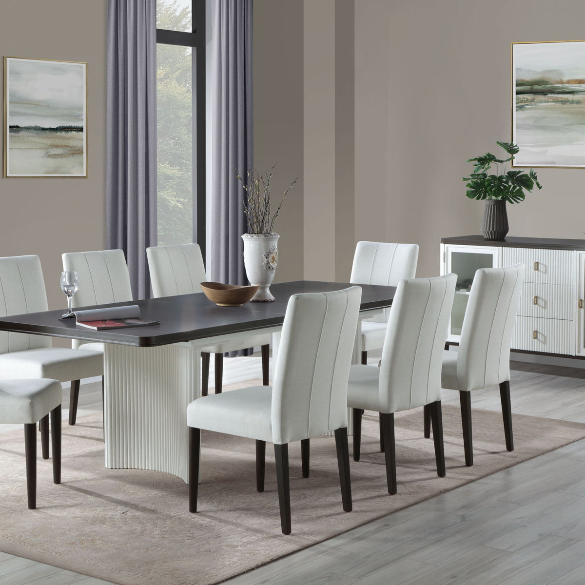 Carene - Dining Table (With Leaf) - Brown / White