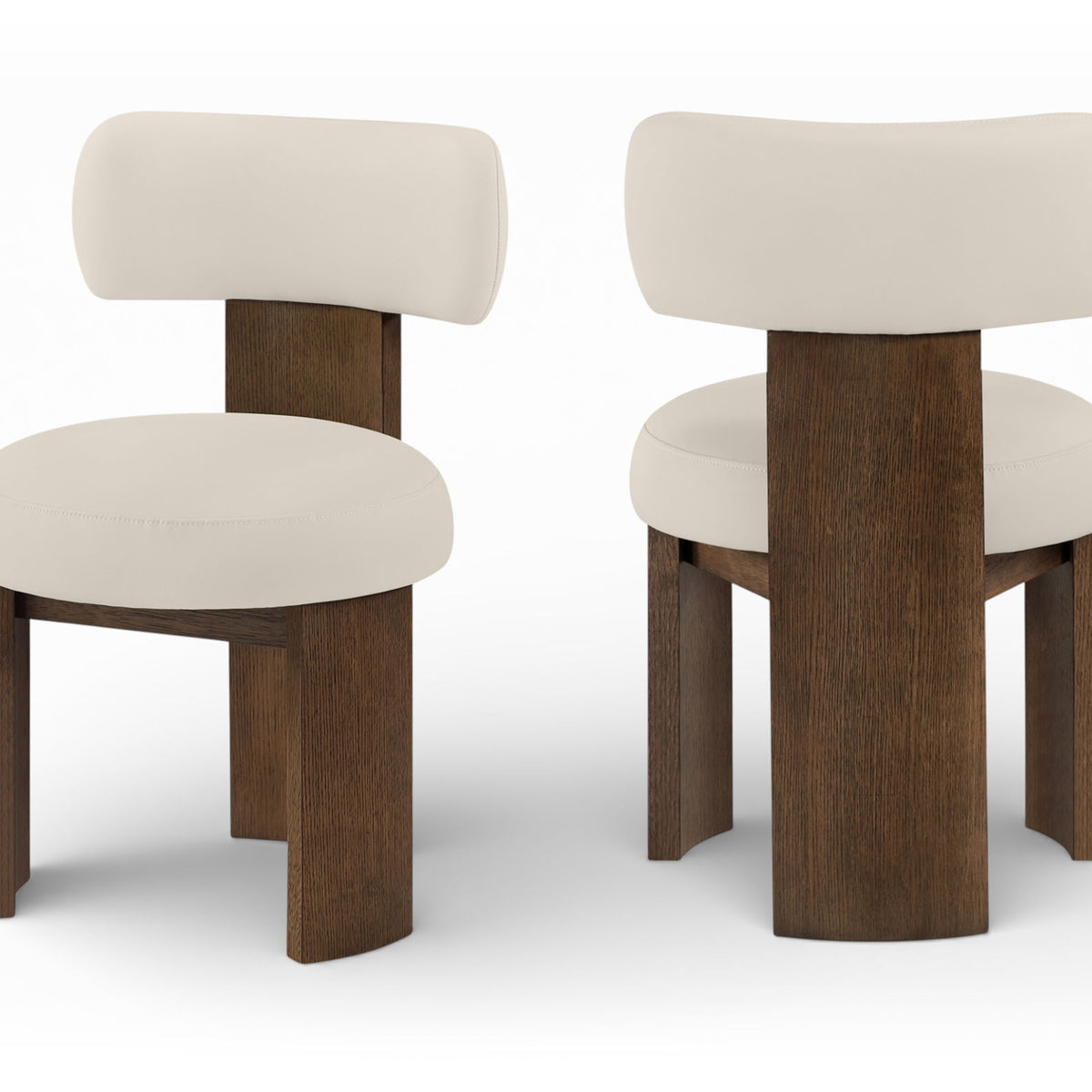 Atelier - Vegan Leather Upholstered Dining Chair (Set of 2) - Taupe / Painted Brown