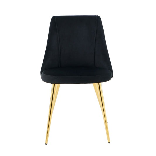 Modern Simple Velvet Dining Chair Set With Gold Metal Legs (Set of 4) - Black