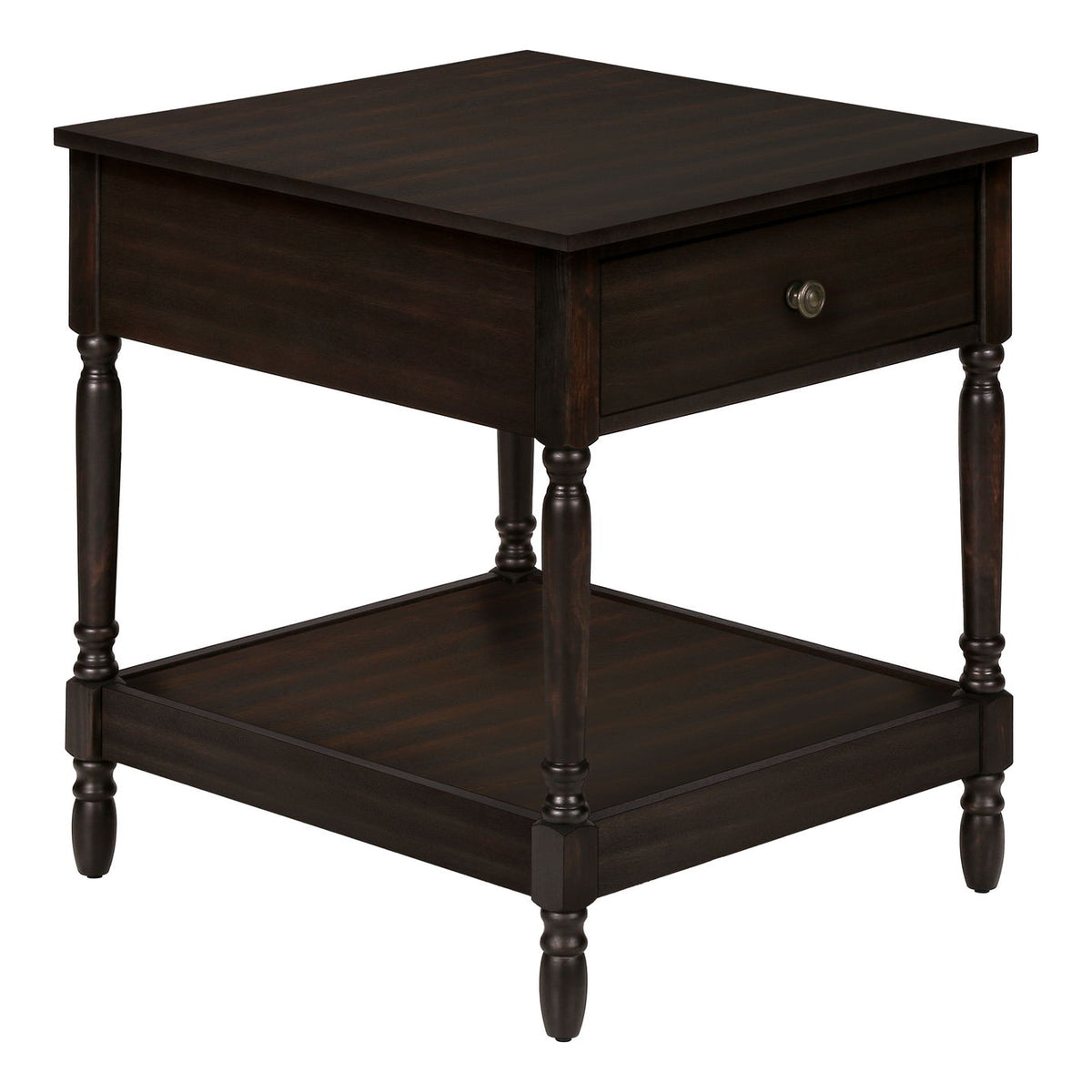 Accent - Table, 2 Tier, Square, Traditional - Walnut