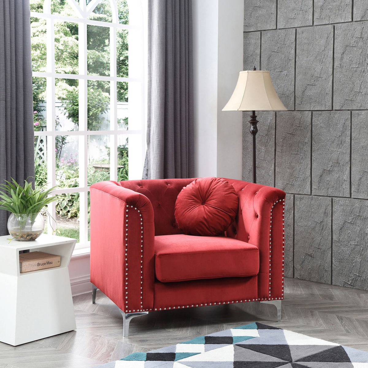 Contemporary Sloped Arm Chair