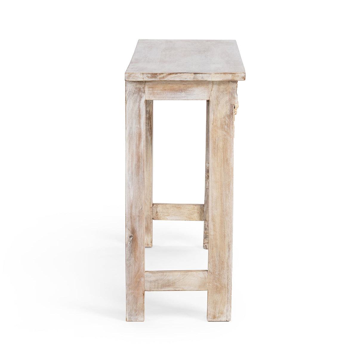 Sinai heritage cream console table with carved sides and lower open shelf