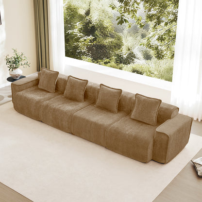 4-Seater Modern Velvet Sofa - Brown Velvet