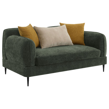 Jade - Chenille Upholstered Modern Track Arm Loveseat - Green