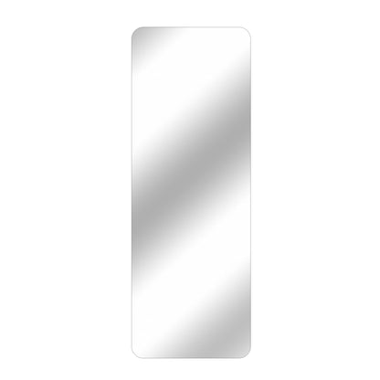 Full body mirror with rounded corners and pearl silver frame