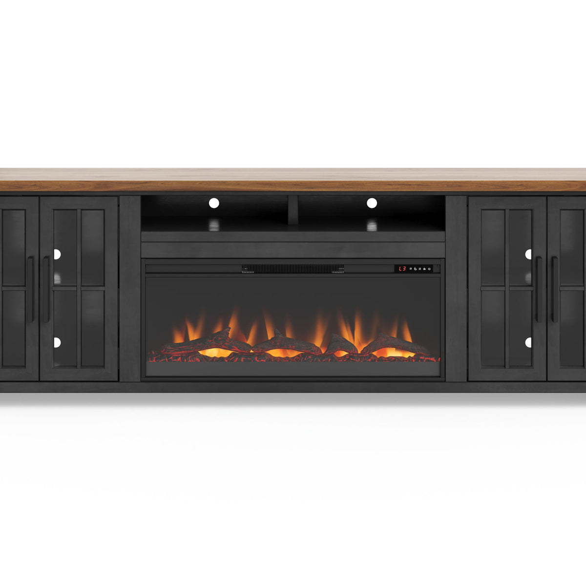 Essex - Fireplace TV Stand Console For TVs Up To 100" - Black, Whiskey