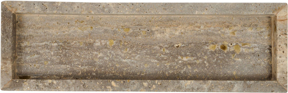 Rectangular gray marble tray with a low inner channel and raised sides