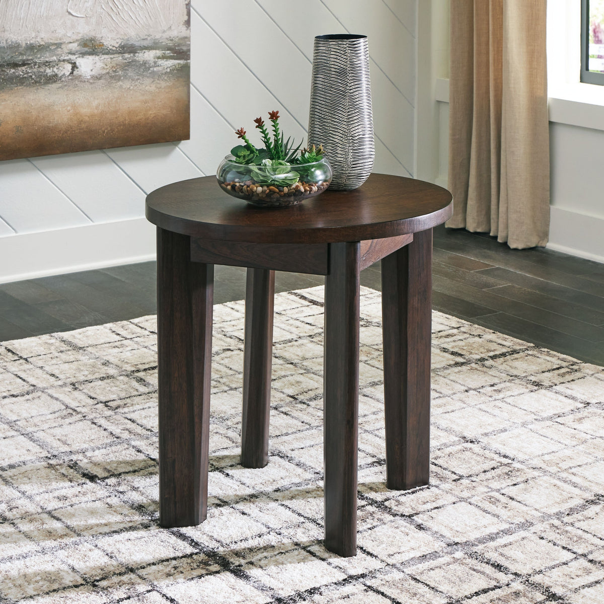 Korestone 2 - Round End Table - Dark Brown
