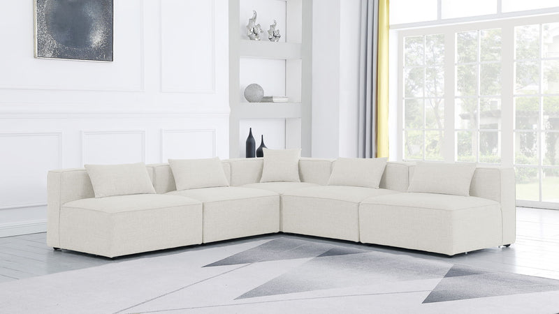 Cube - Linen 5 Piece Modular Corner Armless Sectional
