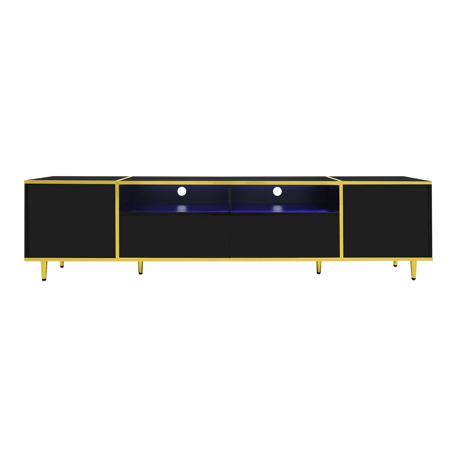 TV Stand For TVs Up To 80", Entertainment Center With 2 Shelves And LED Lights