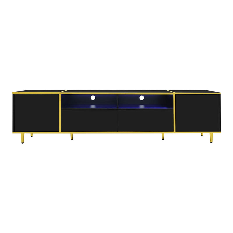 TV Stand For TVs Up To 80", Entertainment Center With 2 Shelves And LED Lights