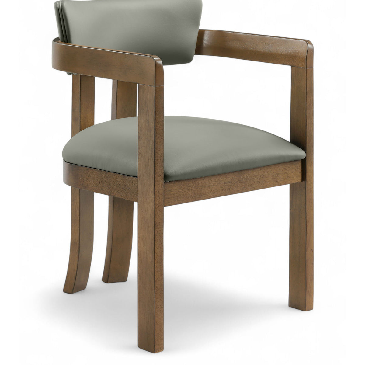 Lavrin - Vegan Leather Upholstered Dining Arm Chair (Set of 2) - Walnut Base