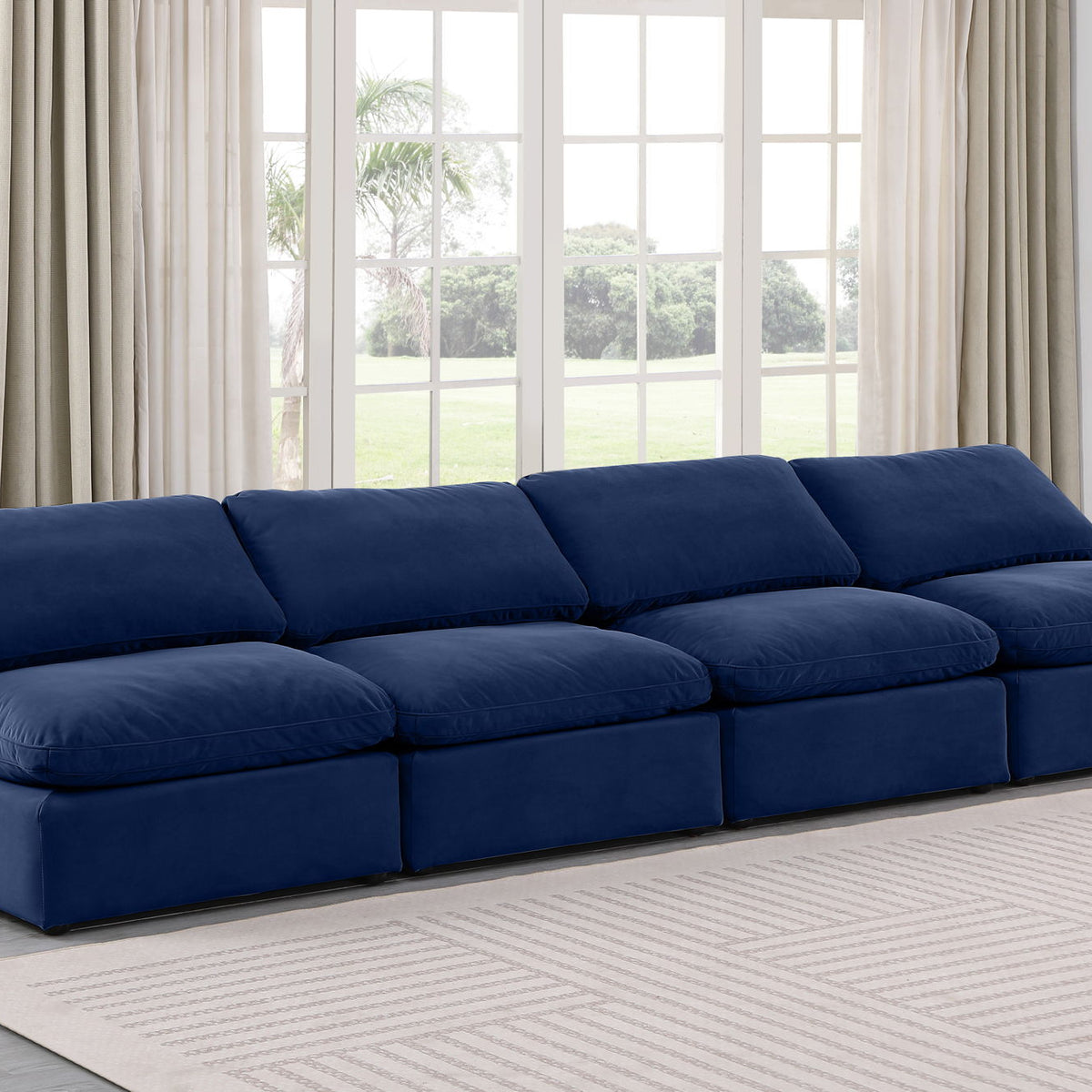 Indulge - Velvet 4 Seat Modular Armless Sofa
