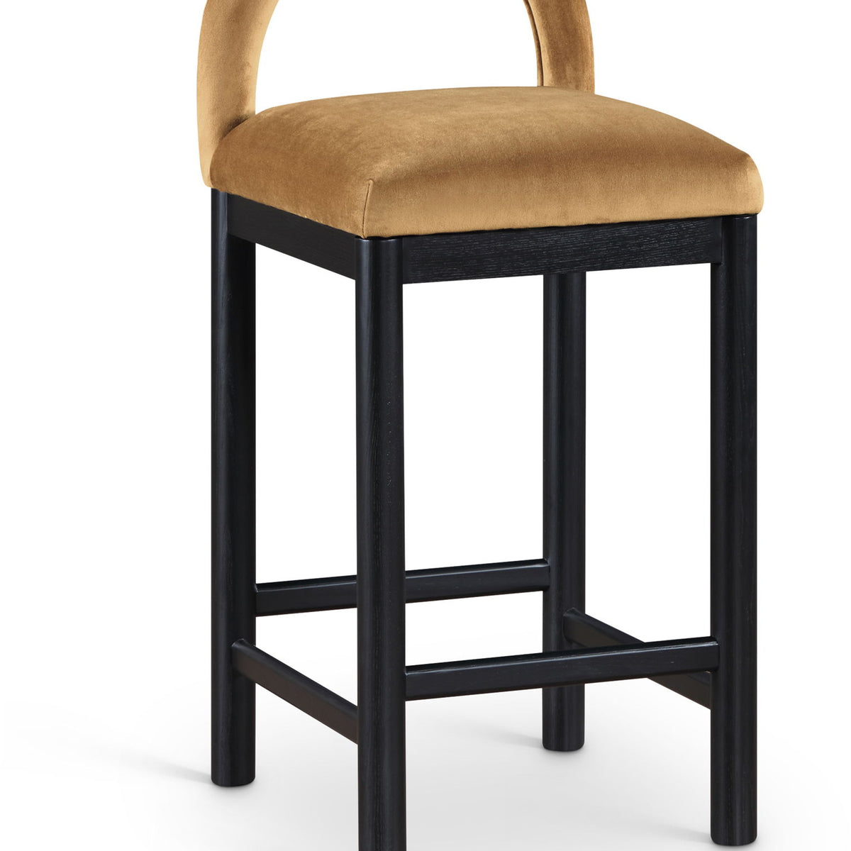 Conrad - Velvet Counter Stool With Black Legs