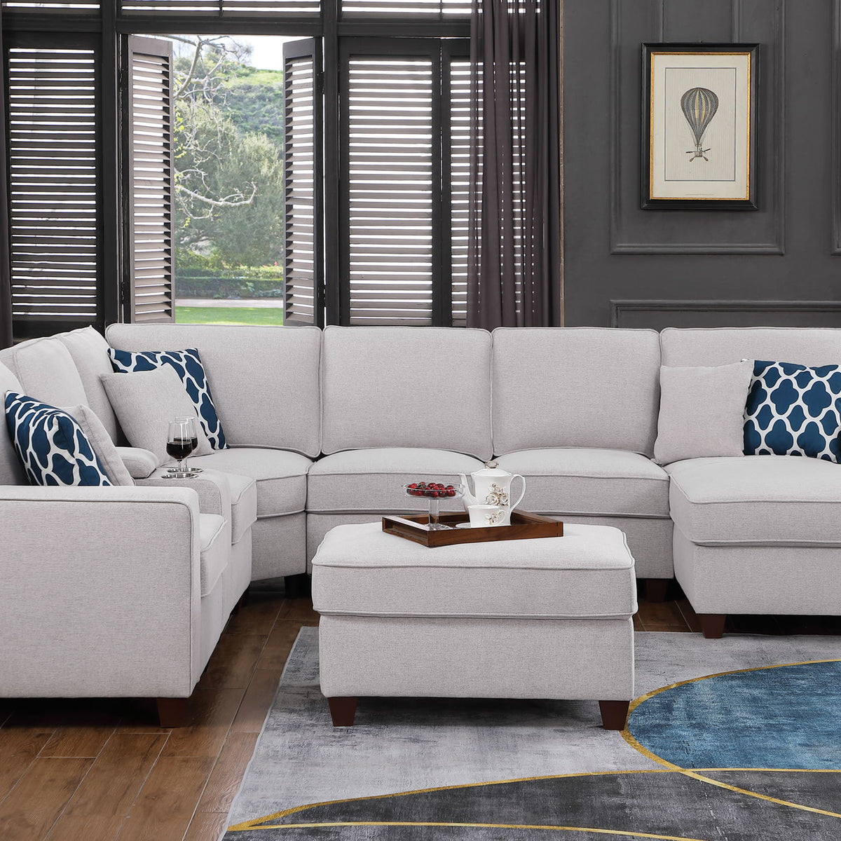 Tina - 8 Piece Upholstered Sectional With Ottoman
