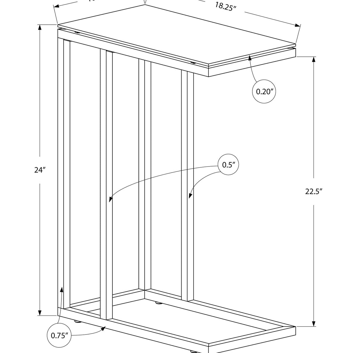 C-Shaped Accent Table For Living Room