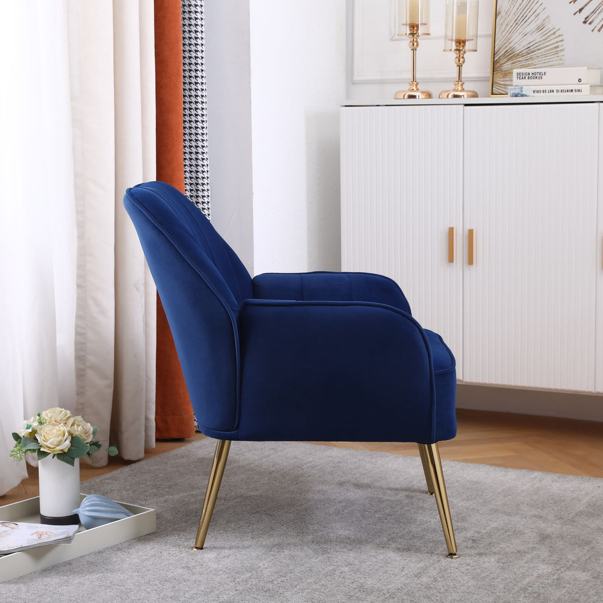 Modern Mid-Century Chair Tufted Sherpa Armchair For Living Room Bedroom Office