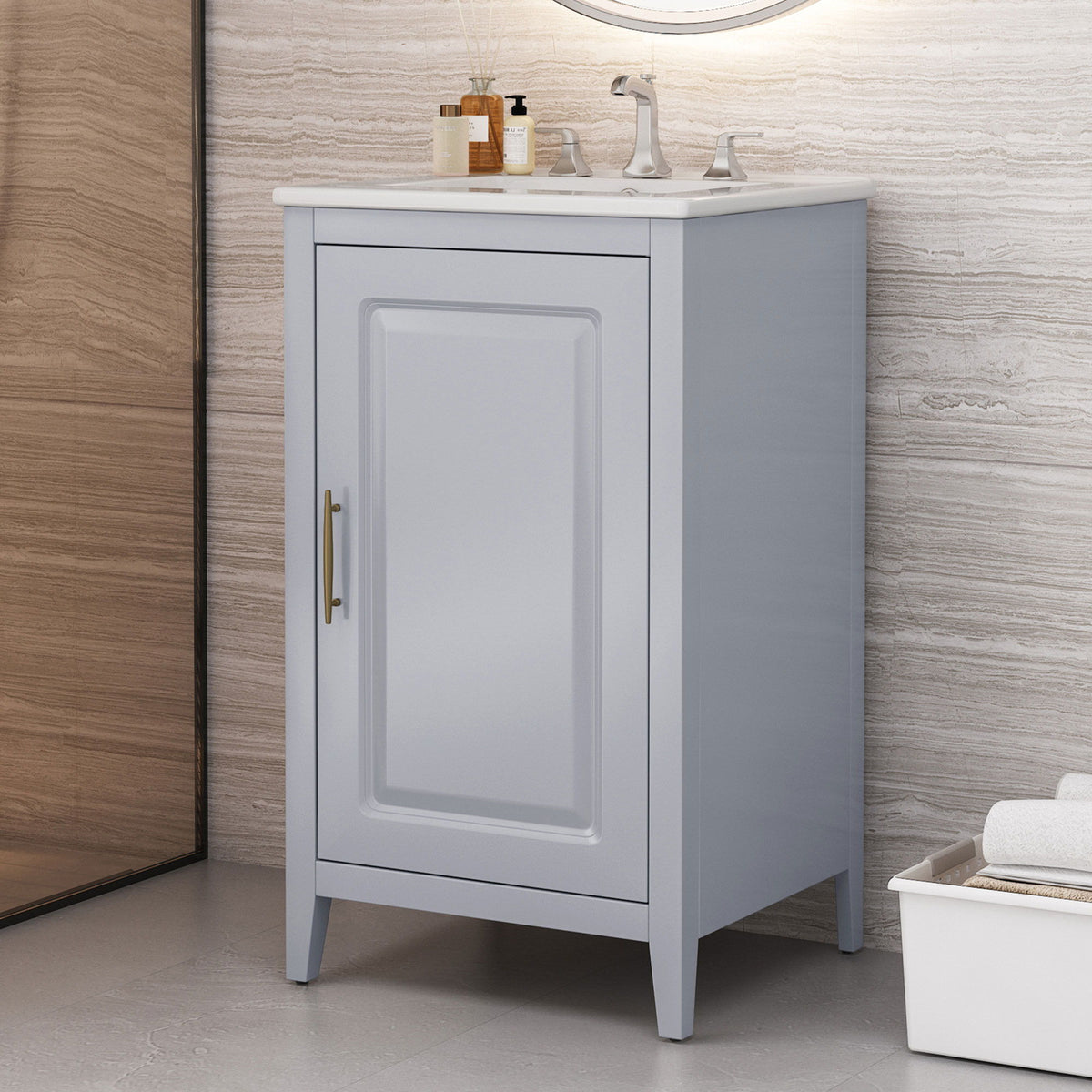 Modern Bathroom Vanity With Sink, Functional Drawer, Soft- Closing Door