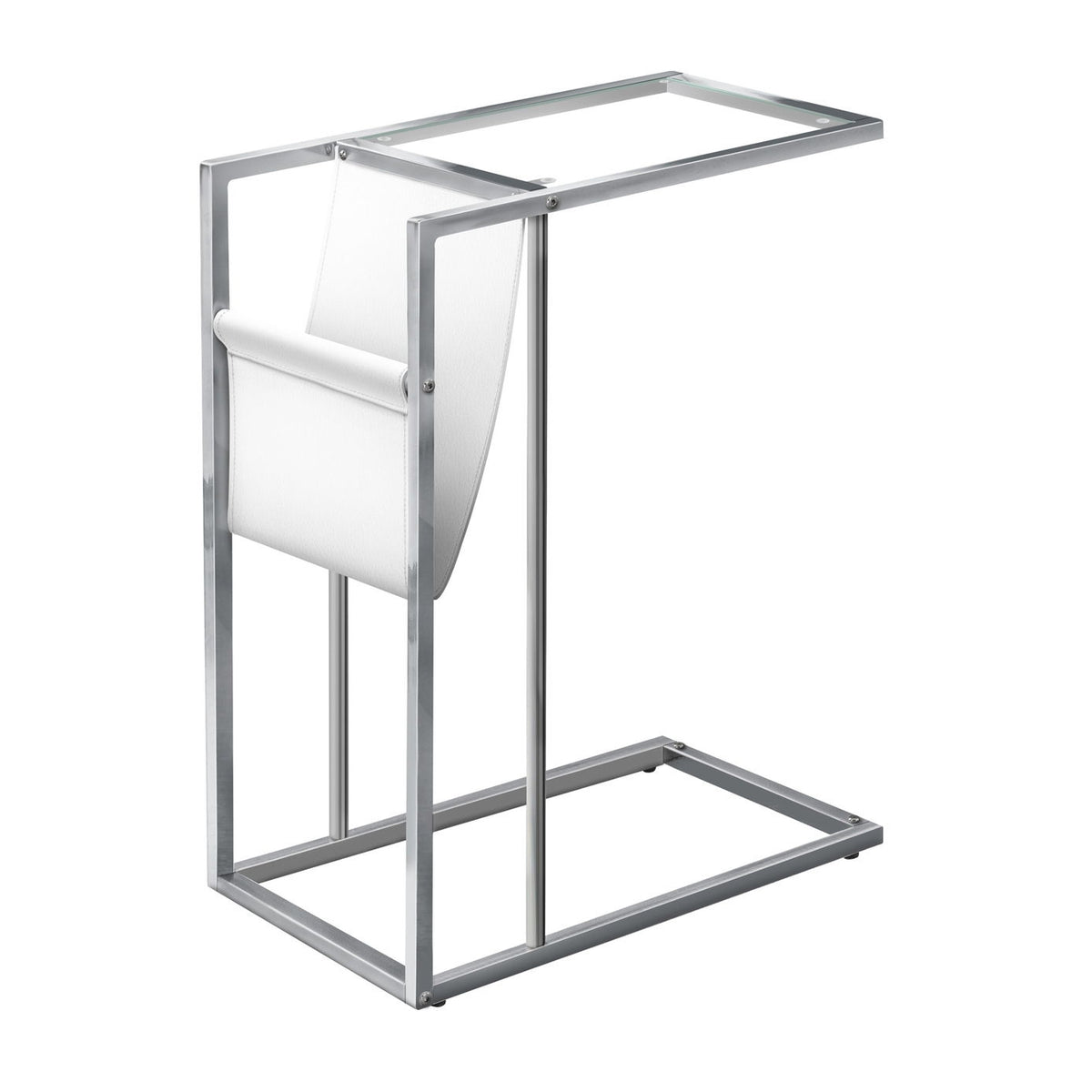C-Shaped Accent Table Magazine Storage For Living Room - Chrome