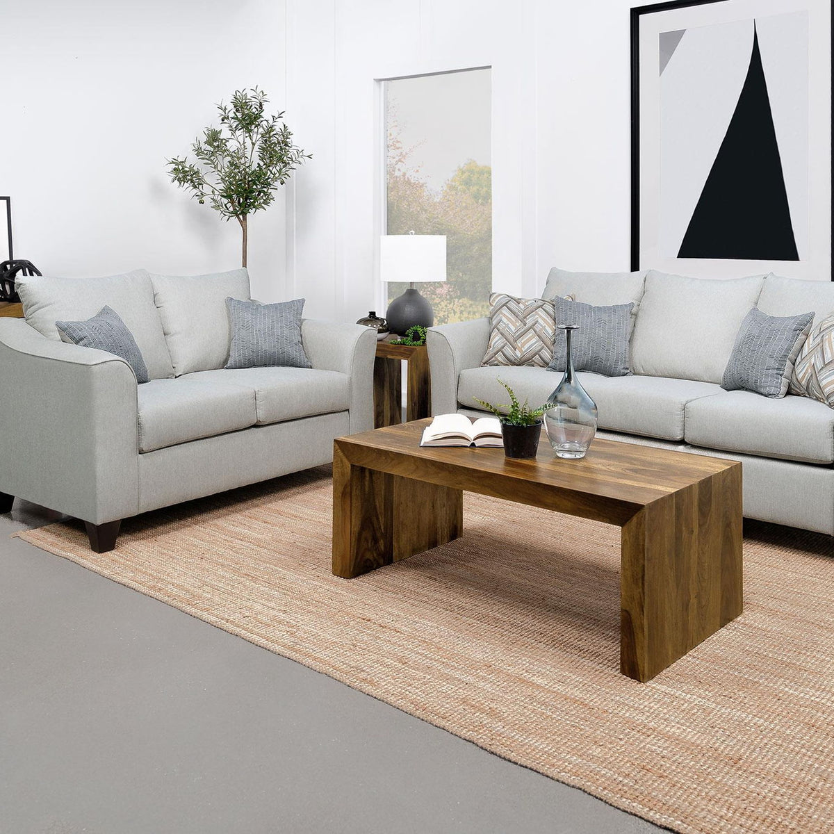 Salizar 2-piece Upholstered Flared Arm Sofa Set Sand