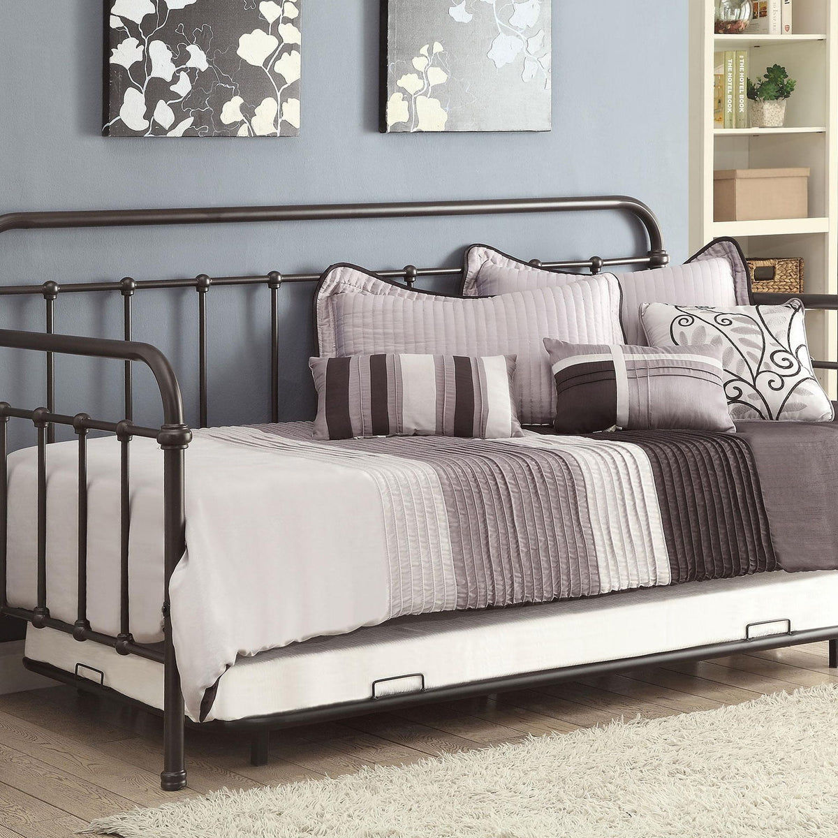 Livingston Metal Twin Daybed with Trundle Dark Bronze