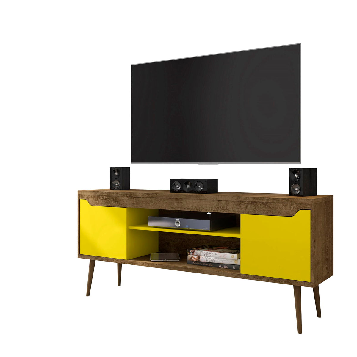 Manhattan Bradley - TV Stand With Rustic Brown Base