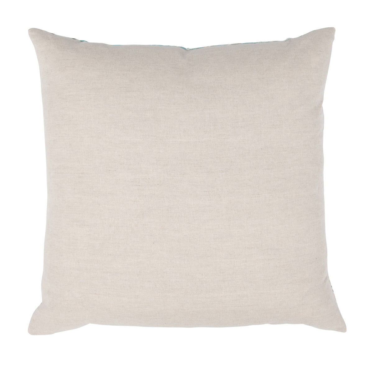 Beige solid square decorative pillow with simple stitched edges