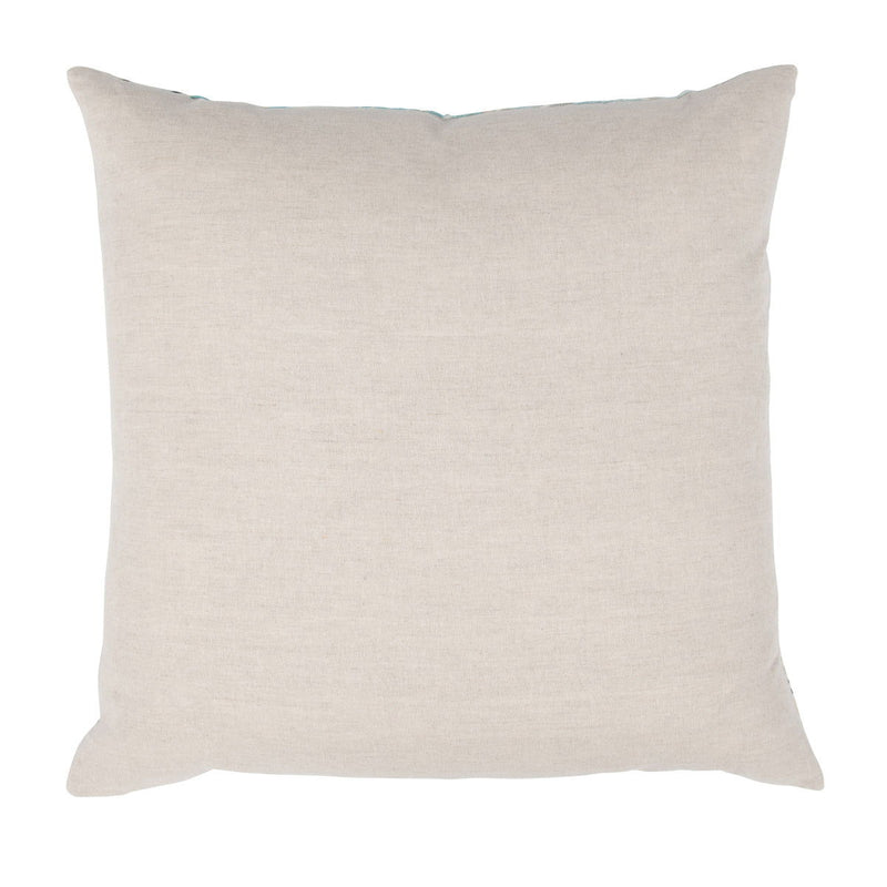 Beige solid square decorative pillow with simple stitched edges