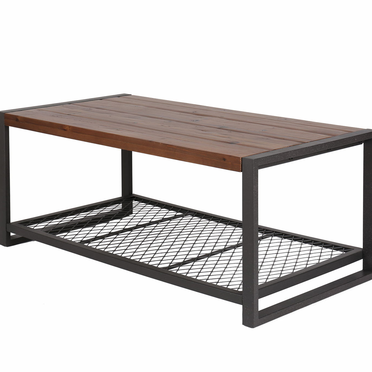 Console Coffee Table With Reclaimed Wood Finish, For Living Room - Natural
