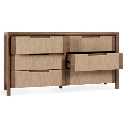 Corda - Solid Wood 6 Drawer Dresser - Brown/Natural